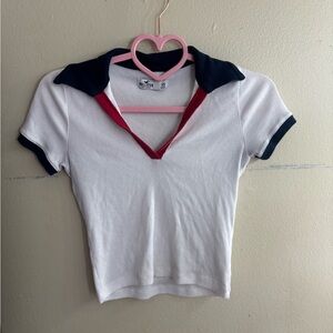 Hollister White and Red Women's Top